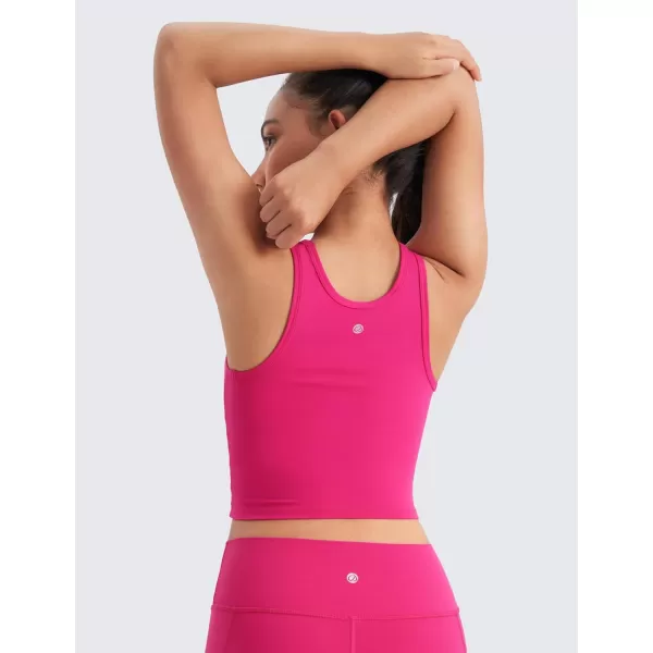 CRZ YOGA Girls Butterluxe Double Lined Tank Tops Crew Round Neck Racerback Teen Kid Workout Casual Dance Crop SleevelessGranita Pink