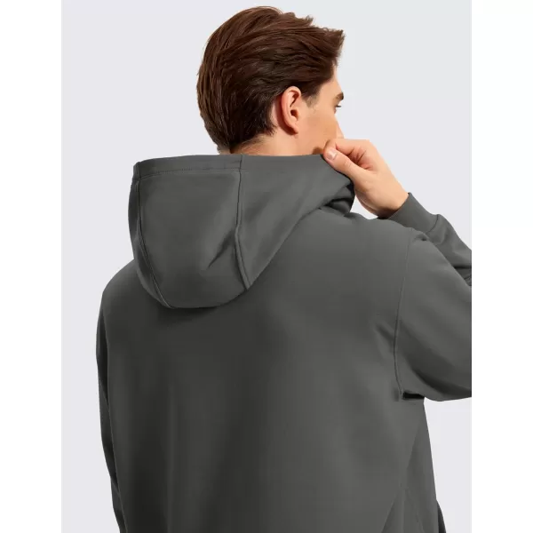 CRZ YOGA Mens Fleece Hoodies Basic Casual Hooded Sweatshirts Long Sleeve Pullover Workout Hoodie Tops with PocketAnthracite