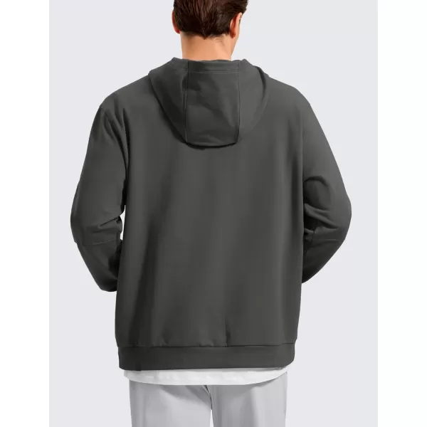 CRZ YOGA Mens Fleece Hoodies Basic Casual Hooded Sweatshirts Long Sleeve Pullover Workout Hoodie Tops with PocketAnthracite