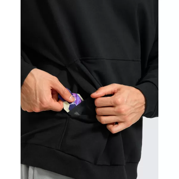 CRZ YOGA Mens Fleece Hoodies Basic Casual Hooded Sweatshirts Long Sleeve Pullover Workout Hoodie Tops with PocketBlack