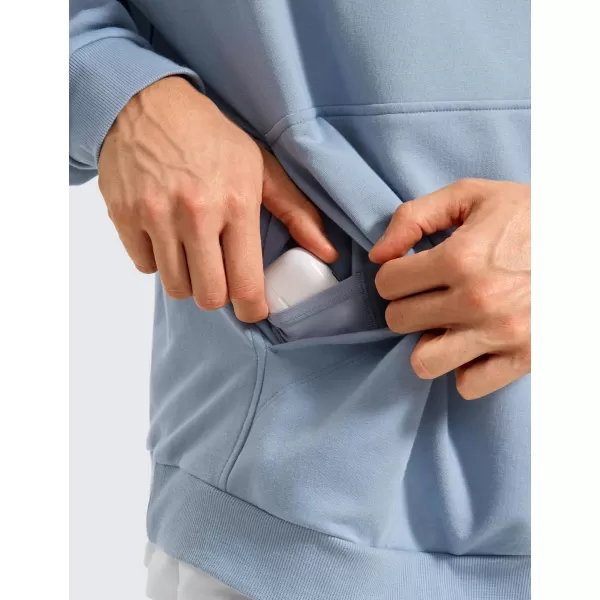 CRZ YOGA Mens Fleece Hoodies Basic Casual Hooded Sweatshirts Long Sleeve Pullover Workout Hoodie Tops with PocketCambric Blue