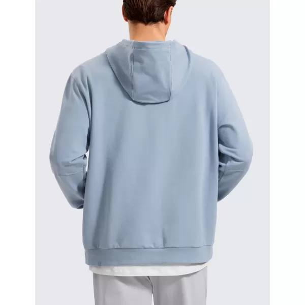 CRZ YOGA Mens Fleece Hoodies Basic Casual Hooded Sweatshirts Long Sleeve Pullover Workout Hoodie Tops with PocketCambric Blue