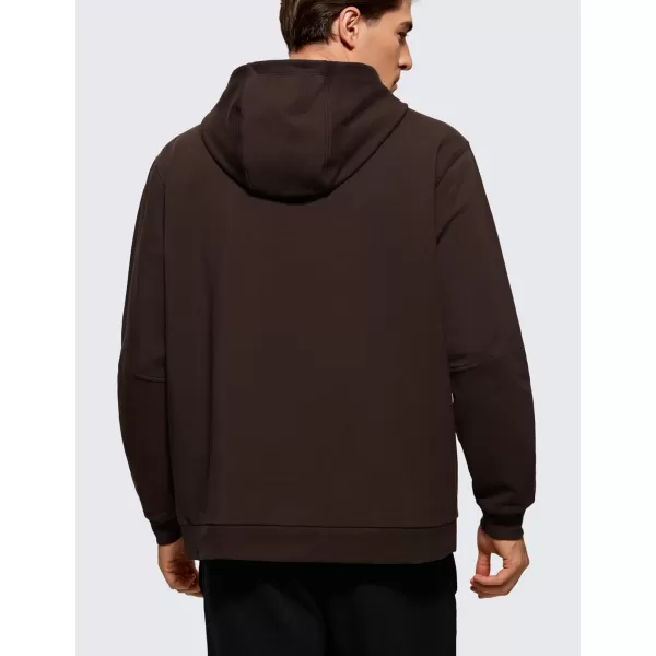 CRZ YOGA Mens Fleece Hoodies Basic Casual Hooded Sweatshirts Long Sleeve Pullover Workout Hoodie Tops with PocketHot Fudge Brown