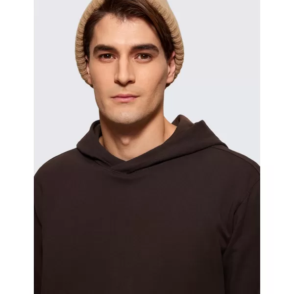 CRZ YOGA Mens Fleece Hoodies Basic Casual Hooded Sweatshirts Long Sleeve Pullover Workout Hoodie Tops with PocketHot Fudge Brown
