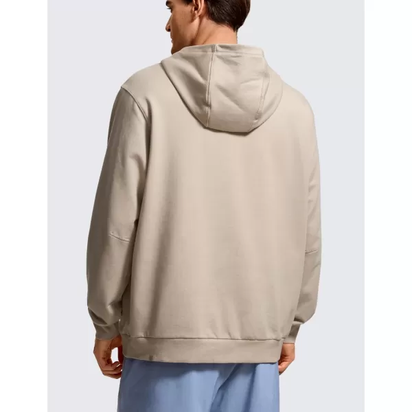 CRZ YOGA Mens Fleece Hoodies Basic Casual Hooded Sweatshirts Long Sleeve Pullover Workout Hoodie Tops with PocketMojave Tan