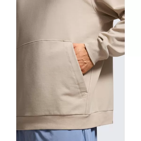 CRZ YOGA Mens Fleece Hoodies Basic Casual Hooded Sweatshirts Long Sleeve Pullover Workout Hoodie Tops with PocketMojave Tan