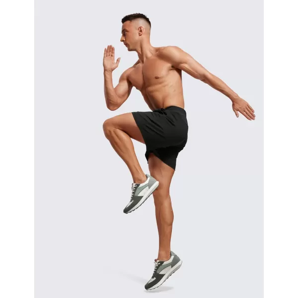 CRZ YOGA Mens FourWay Stretch Workout Shorts  5quot Soft Durable Casual Athletic Shorts with Pocket Gym Running HikingBlack