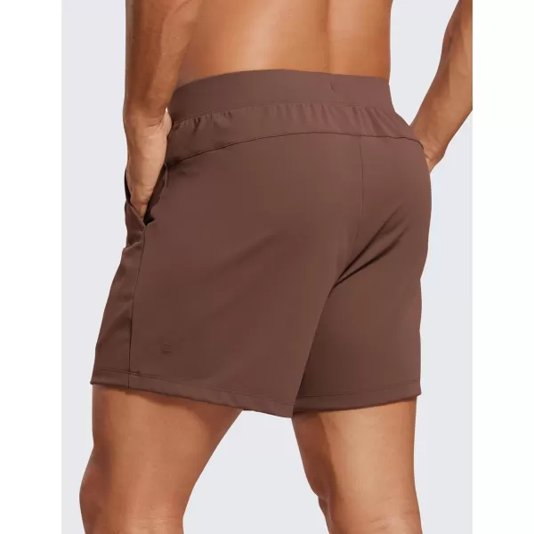 CRZ YOGA Mens FourWay Stretch Workout Shorts  5quot Soft Durable Casual Athletic Shorts with Pocket Gym Running HikingCoffee Brown