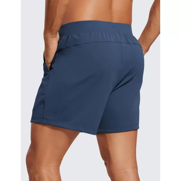 CRZ YOGA Mens FourWay Stretch Workout Shorts  5quot Soft Durable Casual Athletic Shorts with Pocket Gym Running HikingElectric Blue