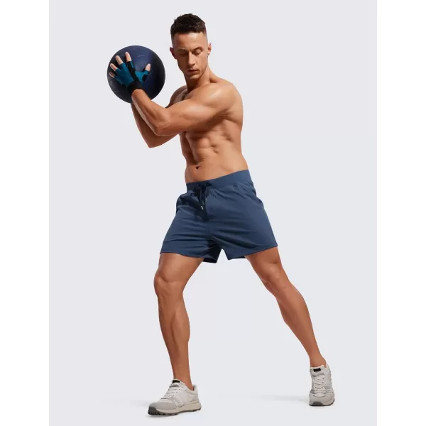 CRZ YOGA Mens FourWay Stretch Workout Shorts  5quot Soft Durable Casual Athletic Shorts with Pocket Gym Running HikingElectric Blue