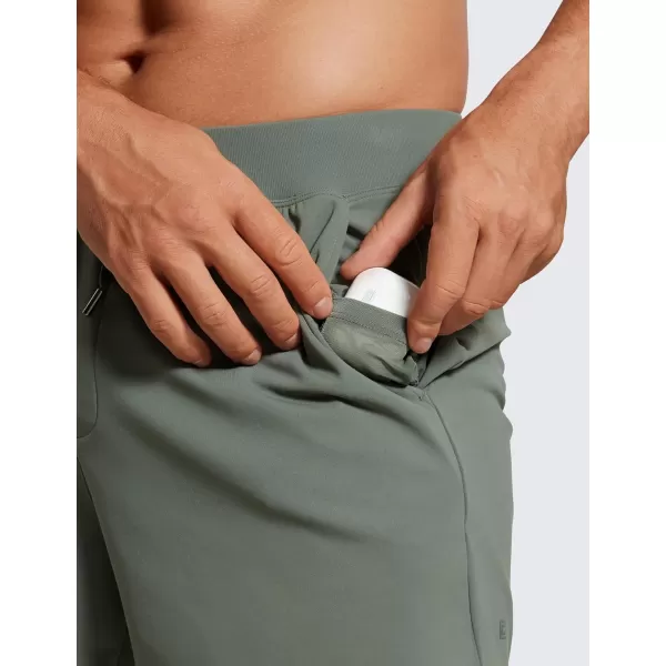 CRZ YOGA Mens FourWay Stretch Workout Shorts  5quot Soft Durable Casual Athletic Shorts with Pocket Gym Running HikingGrey Sage