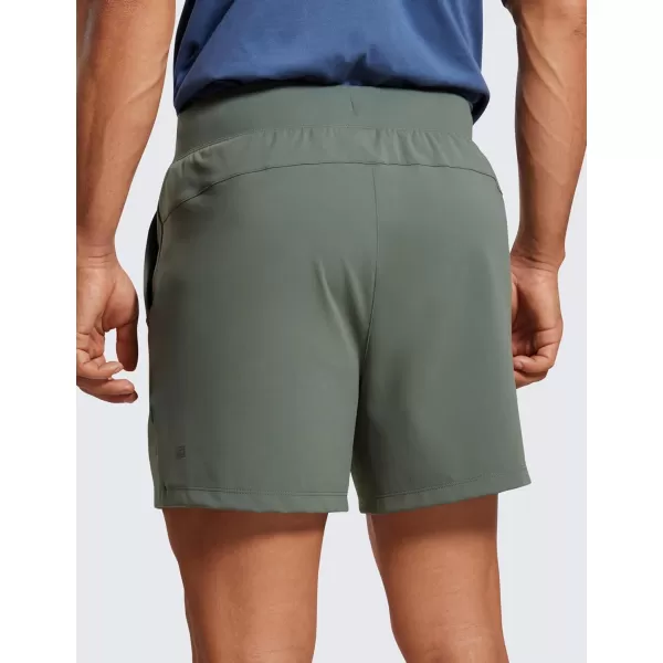 CRZ YOGA Mens FourWay Stretch Workout Shorts  5quot Soft Durable Casual Athletic Shorts with Pocket Gym Running HikingGrey Sage