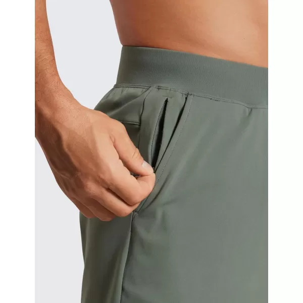 CRZ YOGA Mens FourWay Stretch Workout Shorts  5quot Soft Durable Casual Athletic Shorts with Pocket Gym Running HikingGrey Sage