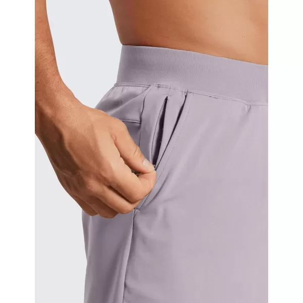CRZ YOGA Mens FourWay Stretch Workout Shorts  5quot Soft Durable Casual Athletic Shorts with Pocket Gym Running HikingGull Gray