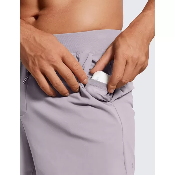 CRZ YOGA Mens FourWay Stretch Workout Shorts  5quot Soft Durable Casual Athletic Shorts with Pocket Gym Running HikingGull Gray