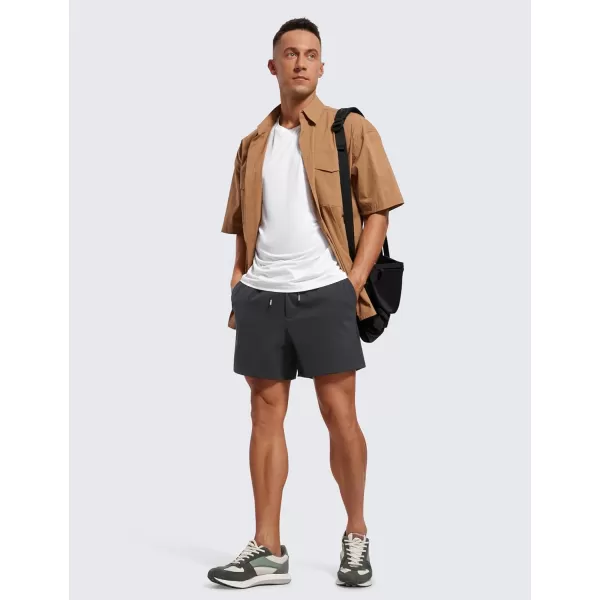 CRZ YOGA Mens FourWay Stretch Workout Shorts  5quot Soft Durable Casual Athletic Shorts with Pocket Gym Running HikingInk Gray