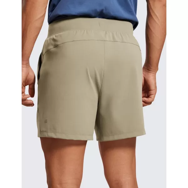 CRZ YOGA Mens FourWay Stretch Workout Shorts  5quot Soft Durable Casual Athletic Shorts with Pocket Gym Running HikingKhali Barley