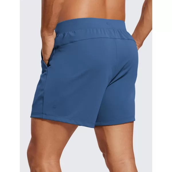 CRZ YOGA Mens FourWay Stretch Workout Shorts  5quot Soft Durable Casual Athletic Shorts with Pocket Gym Running HikingPitch Blue