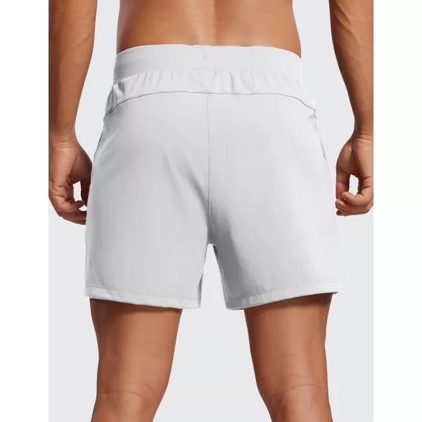 CRZ YOGA Mens FourWay Stretch Workout Shorts  5quot Soft Durable Casual Athletic Shorts with Pocket Gym Running HikingPlatinum Grey