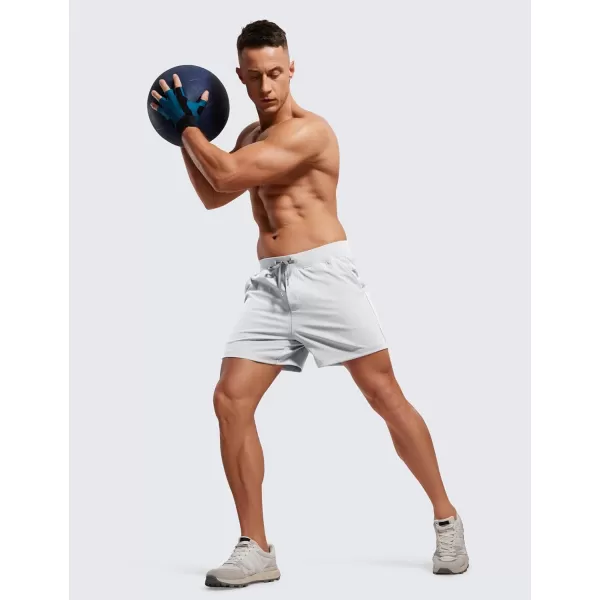 CRZ YOGA Mens FourWay Stretch Workout Shorts  5quot Soft Durable Casual Athletic Shorts with Pocket Gym Running HikingPlatinum Grey