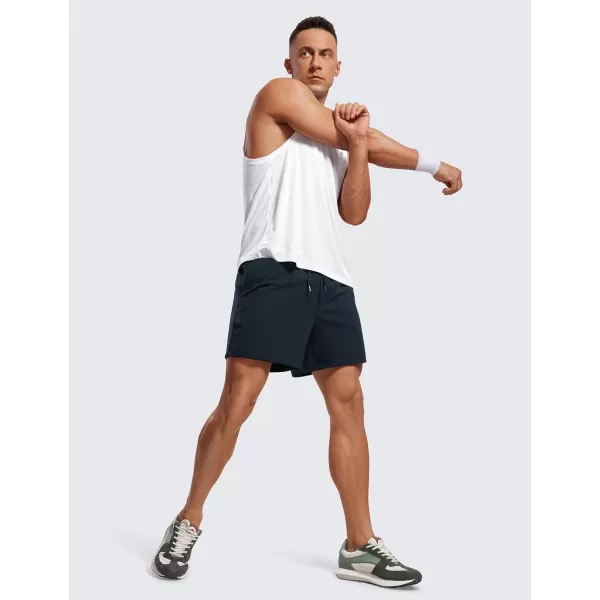 CRZ YOGA Mens FourWay Stretch Workout Shorts  5quot Soft Durable Casual Athletic Shorts with Pocket Gym Running HikingTrue Navy