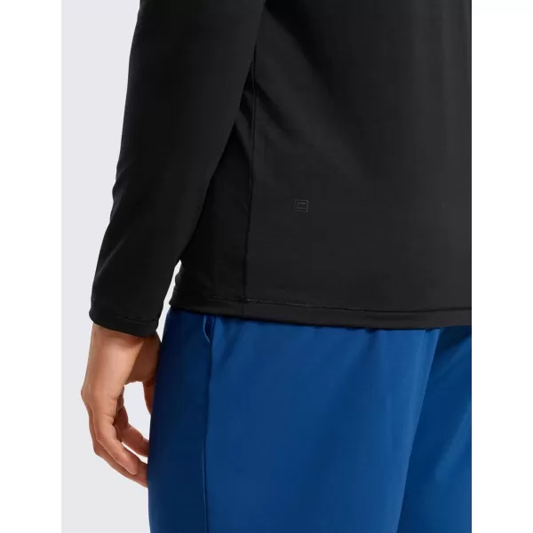 CRZ YOGA Mens Long Sleeve Basic Shirts Moisture Wicking Workout Tops Casual Crewneck Comfort Tee ShirtBlack