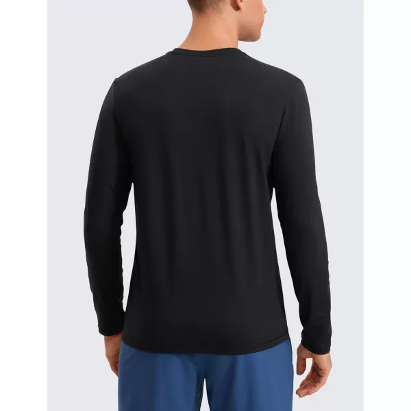 CRZ YOGA Mens Long Sleeve Basic Shirts Moisture Wicking Workout Tops Casual Crewneck Comfort Tee ShirtBlack