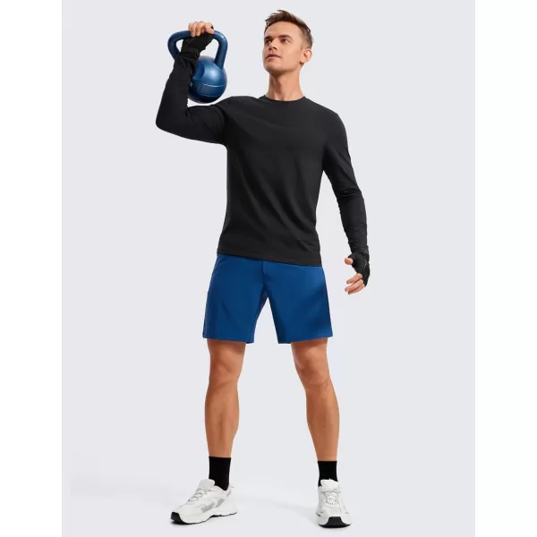 CRZ YOGA Mens Long Sleeve Basic Shirts Moisture Wicking Workout Tops Casual Crewneck Comfort Tee ShirtBlack