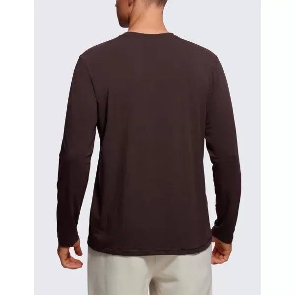 CRZ YOGA Mens Long Sleeve Basic Shirts Moisture Wicking Workout Tops Casual Crewneck Comfort Tee ShirtHot Fudge Brown