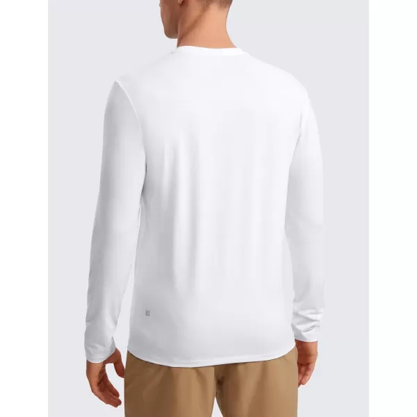 CRZ YOGA Mens Long Sleeve Basic Shirts Moisture Wicking Workout Tops Casual Crewneck Comfort Tee ShirtWhite