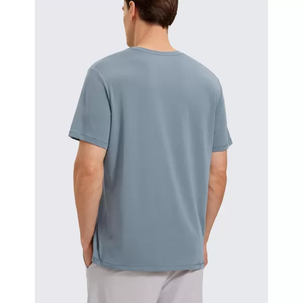 CRZ YOGA Mens Pima Cotton TShirts Short Sleeve Crew Neck Casual Shirts Breathable Workout Daily Tee TopsBelgian Blue