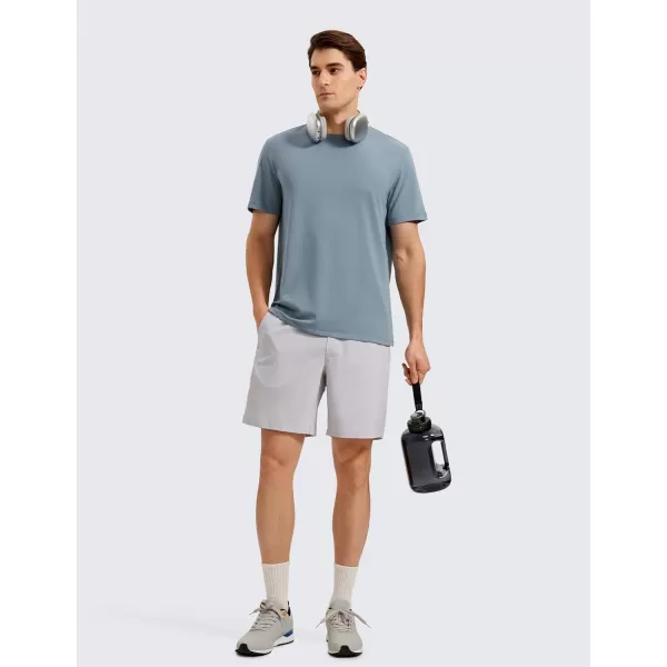 CRZ YOGA Mens Pima Cotton TShirts Short Sleeve Crew Neck Casual Shirts Breathable Workout Daily Tee TopsBelgian Blue