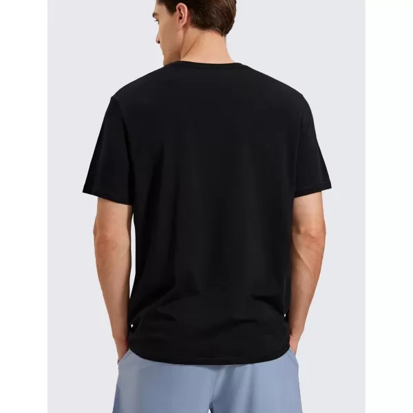 CRZ YOGA Mens Pima Cotton TShirts Short Sleeve Crew Neck Casual Shirts Breathable Workout Daily Tee TopsBlack