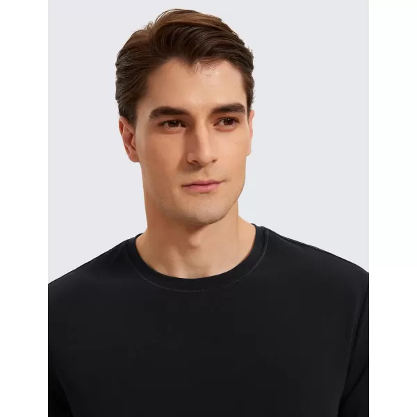 CRZ YOGA Mens Pima Cotton TShirts Short Sleeve Crew Neck Casual Shirts Breathable Workout Daily Tee TopsBlack