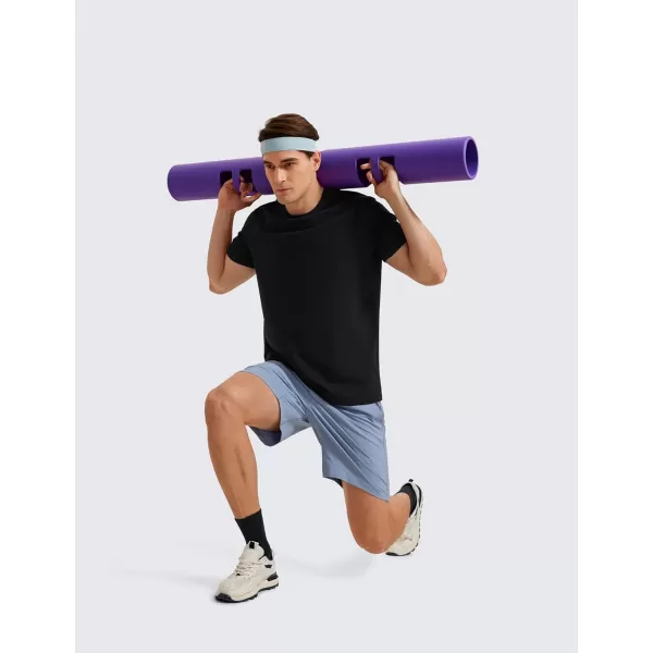 CRZ YOGA Mens Pima Cotton TShirts Short Sleeve Crew Neck Casual Shirts Breathable Workout Daily Tee TopsBlack