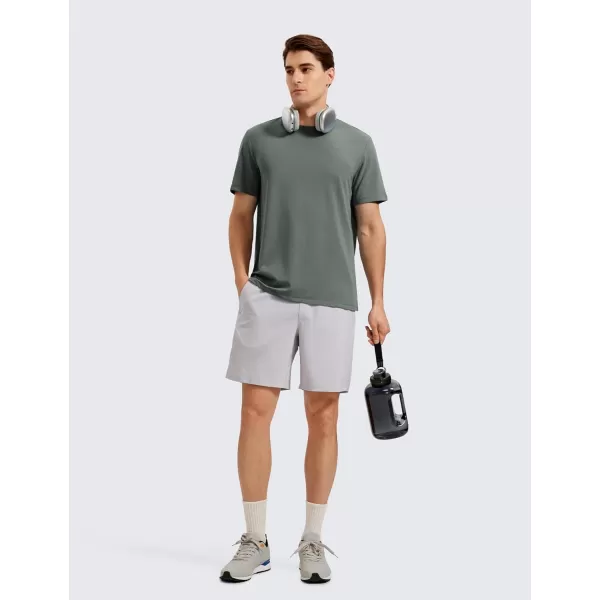CRZ YOGA Mens Pima Cotton TShirts Short Sleeve Crew Neck Casual Shirts Breathable Workout Daily Tee TopsGrey Sage