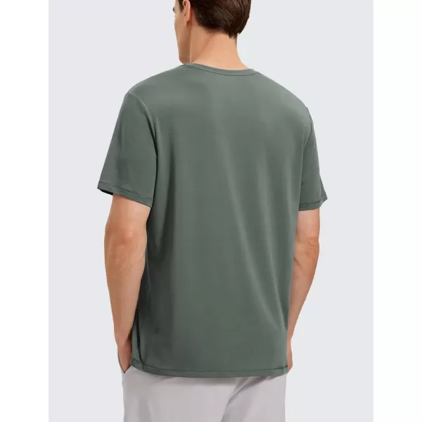 CRZ YOGA Mens Pima Cotton TShirts Short Sleeve Crew Neck Casual Shirts Breathable Workout Daily Tee TopsGrey Sage