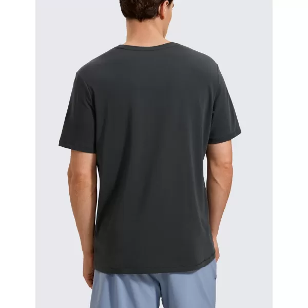 CRZ YOGA Mens Pima Cotton TShirts Short Sleeve Crew Neck Casual Shirts Breathable Workout Daily Tee TopsMysterious Grey