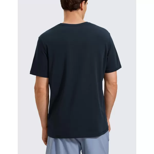 CRZ YOGA Mens Pima Cotton TShirts Short Sleeve Crew Neck Casual Shirts Breathable Workout Daily Tee TopsTrue Navy