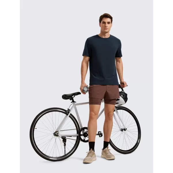 CRZ YOGA Mens Pima Cotton TShirts Short Sleeve Crew Neck Casual Shirts Breathable Workout Daily Tee TopsTrue Navy