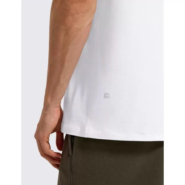 CRZ YOGA Mens Pima Cotton TShirts Short Sleeve Crew Neck Casual Shirts Breathable Workout Daily Tee TopsWhite