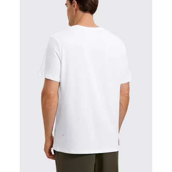 CRZ YOGA Mens Pima Cotton TShirts Short Sleeve Crew Neck Casual Shirts Breathable Workout Daily Tee TopsWhite