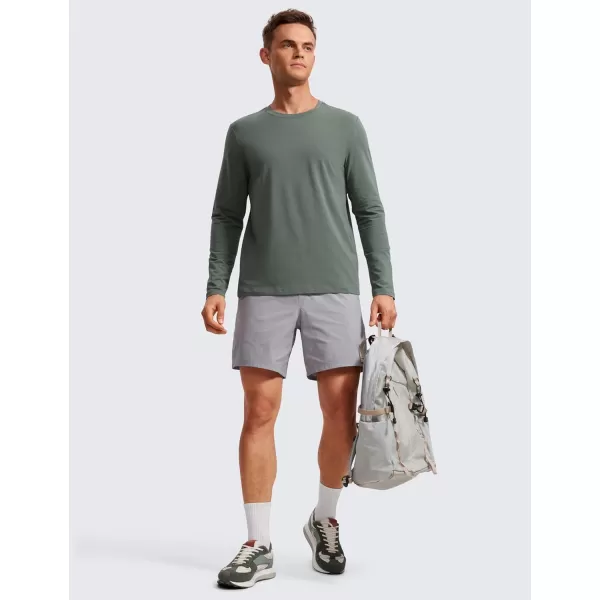 CRZ YOGA Pima Cotton Long Sleeve Shirts for Men Crew Neck Basic Casual Shirts Breathable Workout Comfort TopsGrey Sage
