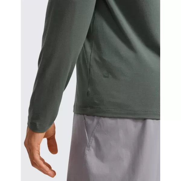 CRZ YOGA Pima Cotton Long Sleeve Shirts for Men Crew Neck Basic Casual Shirts Breathable Workout Comfort TopsGrey Sage