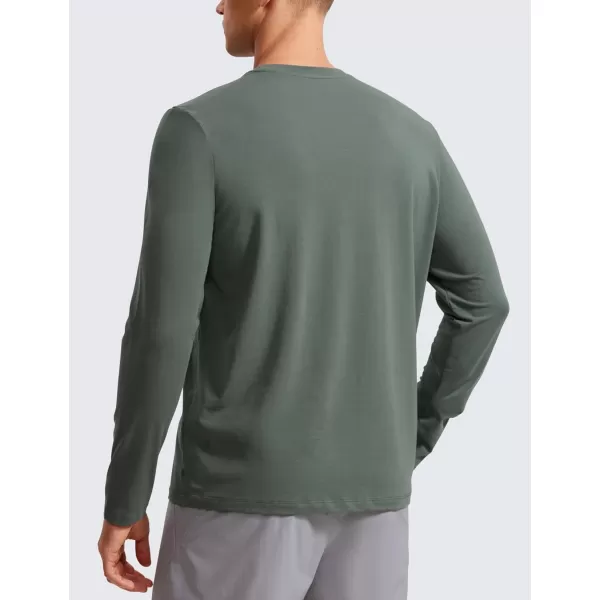 CRZ YOGA Pima Cotton Long Sleeve Shirts for Men Crew Neck Basic Casual Shirts Breathable Workout Comfort TopsGrey Sage
