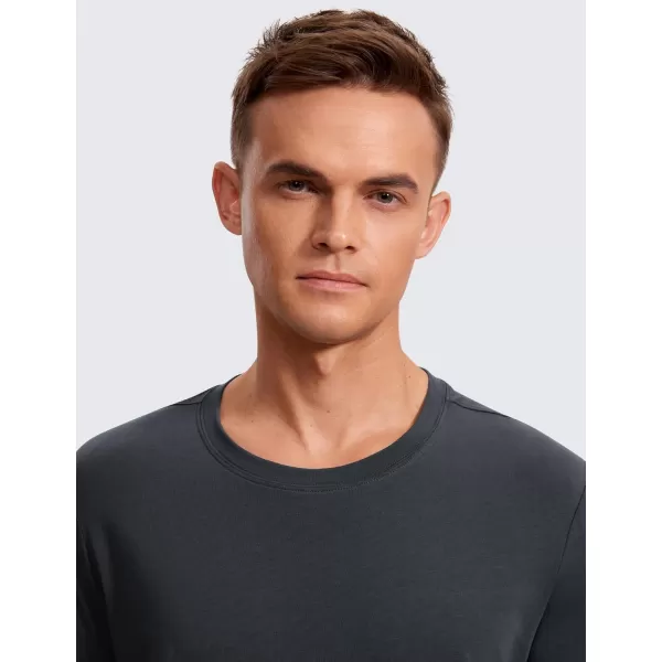 CRZ YOGA Pima Cotton Long Sleeve Shirts for Men Crew Neck Basic Casual Shirts Breathable Workout Comfort TopsMysterious Grey