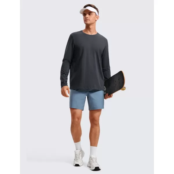 CRZ YOGA Pima Cotton Long Sleeve Shirts for Men Crew Neck Basic Casual Shirts Breathable Workout Comfort TopsMysterious Grey