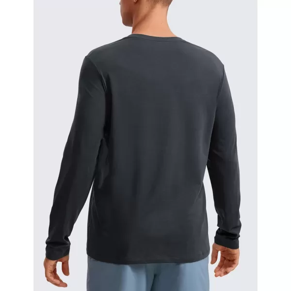 CRZ YOGA Pima Cotton Long Sleeve Shirts for Men Crew Neck Basic Casual Shirts Breathable Workout Comfort TopsMysterious Grey
