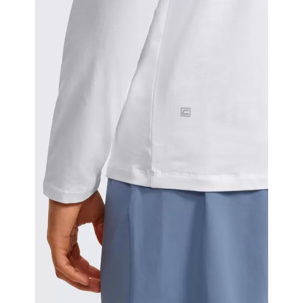 CRZ YOGA Pima Cotton Long Sleeve Shirts for Men Crew Neck Basic Casual Shirts Breathable Workout Comfort TopsWhite