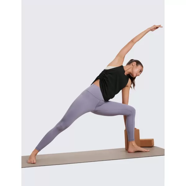 CRZ YOGA Pima Cotton Women Racerback Sleeveless Workout Tops High Neck Ruched Side Tank Top Athletic Casual Loose ShirtsBlack